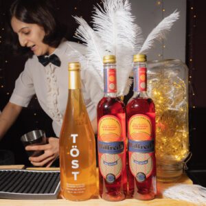 Elegant drink display with feathers